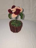 Chenille hand made flowers and pot