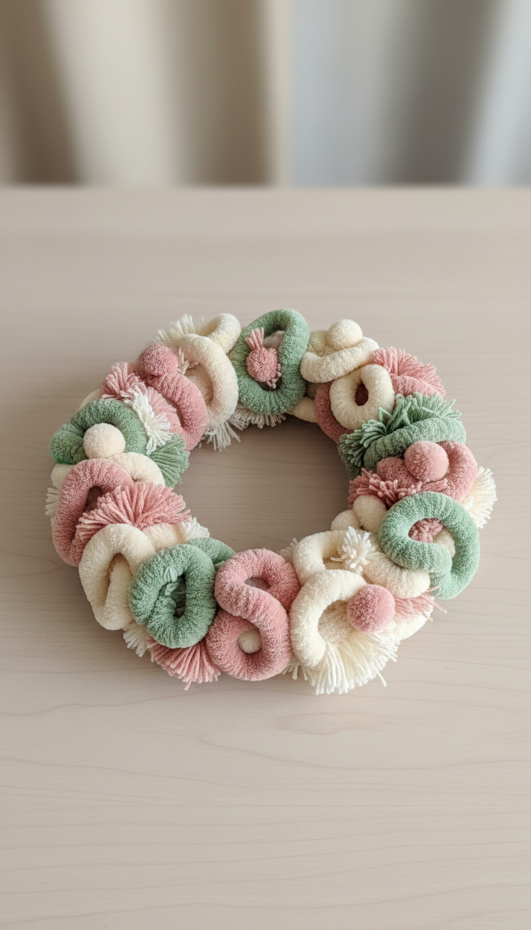 Whimsical Chenille Tabletop Wreath with Felt Accents