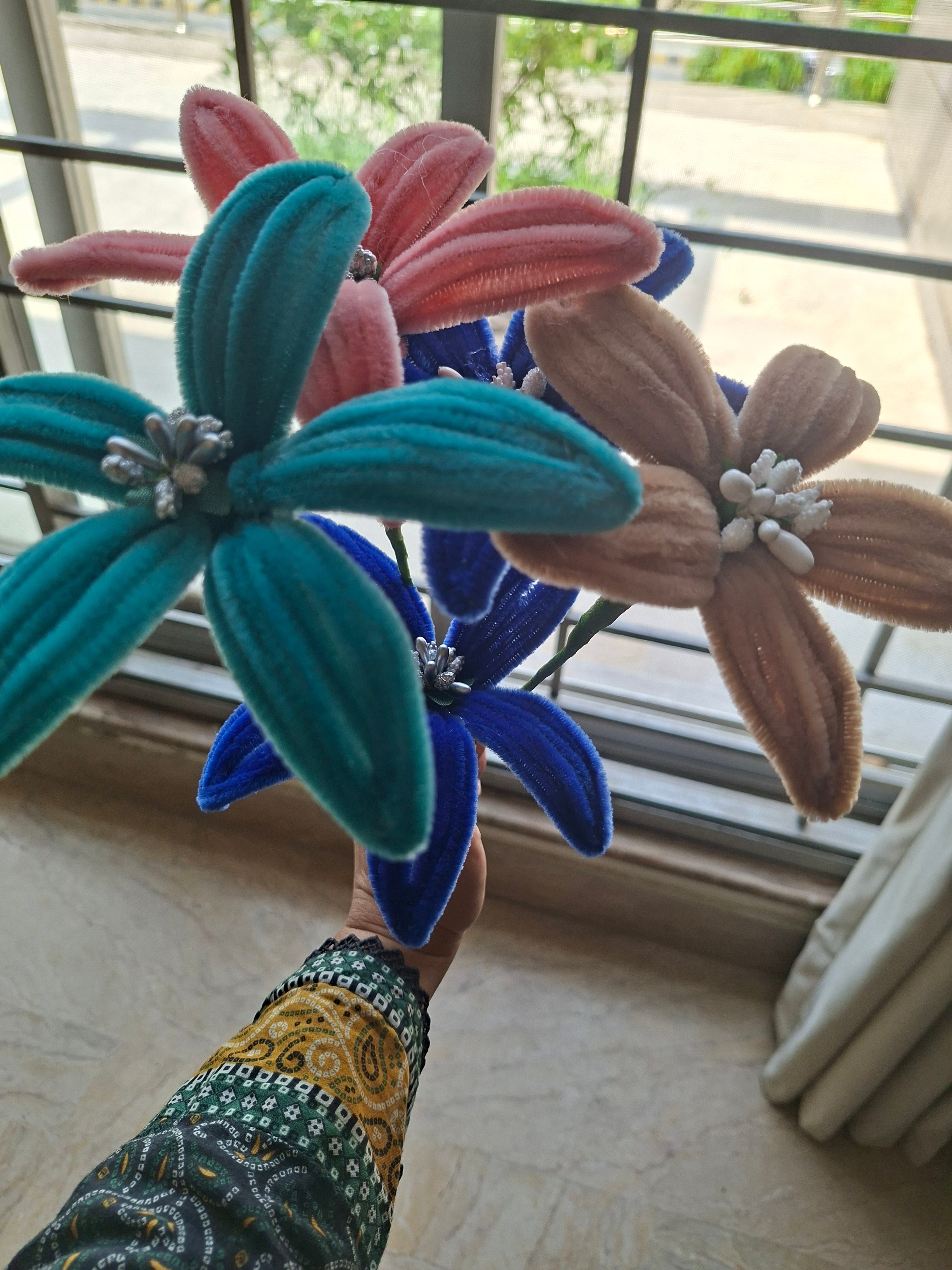 Hand made chenille Lilly flowers