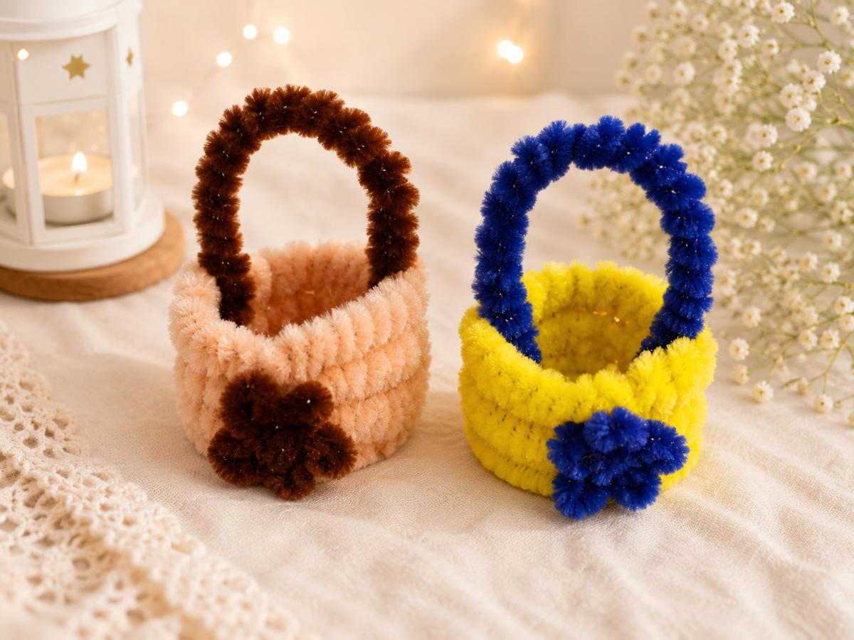 Hand made chenille baskets